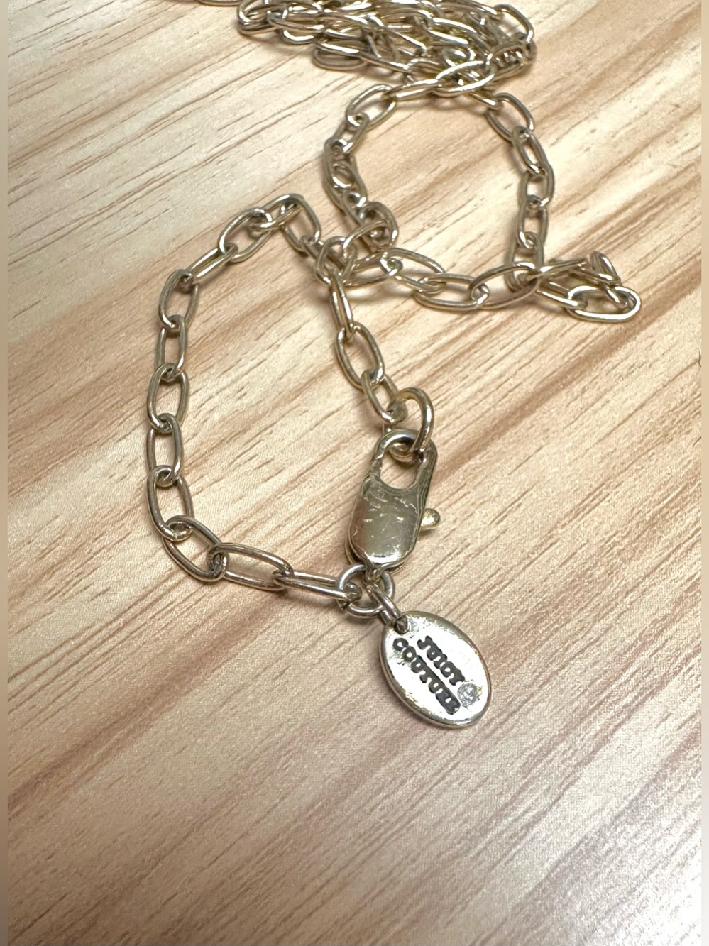 Juicy Couture Long Chain Necklace Crown Logo Charm 32"